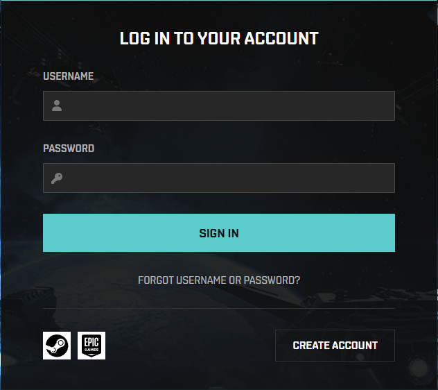 Страница входа EVE Online: Username, Password, Sign In